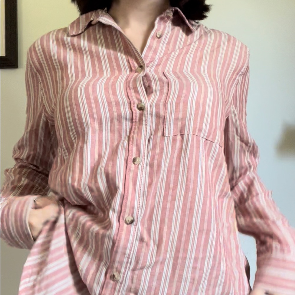 Cute Coral Striped Flannel
